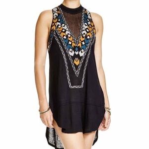 Free People Black Dress with Vibrant Pattern